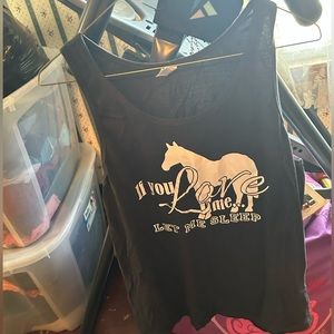 “If you love me…. let me sleep” Tank top with horse